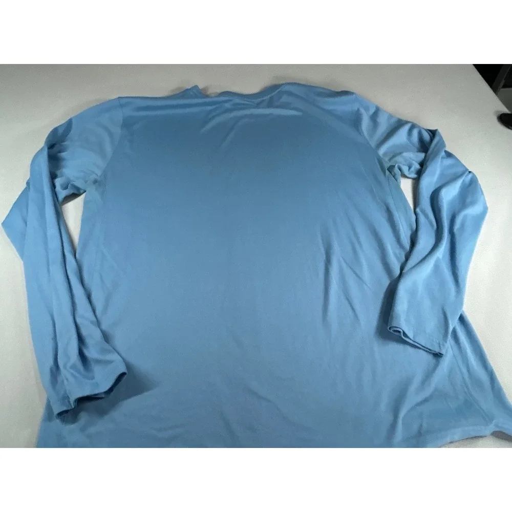 Nike Dri-FIT Mens Long Sleeve Training Shirt Light Blue Swoosh Logo Large